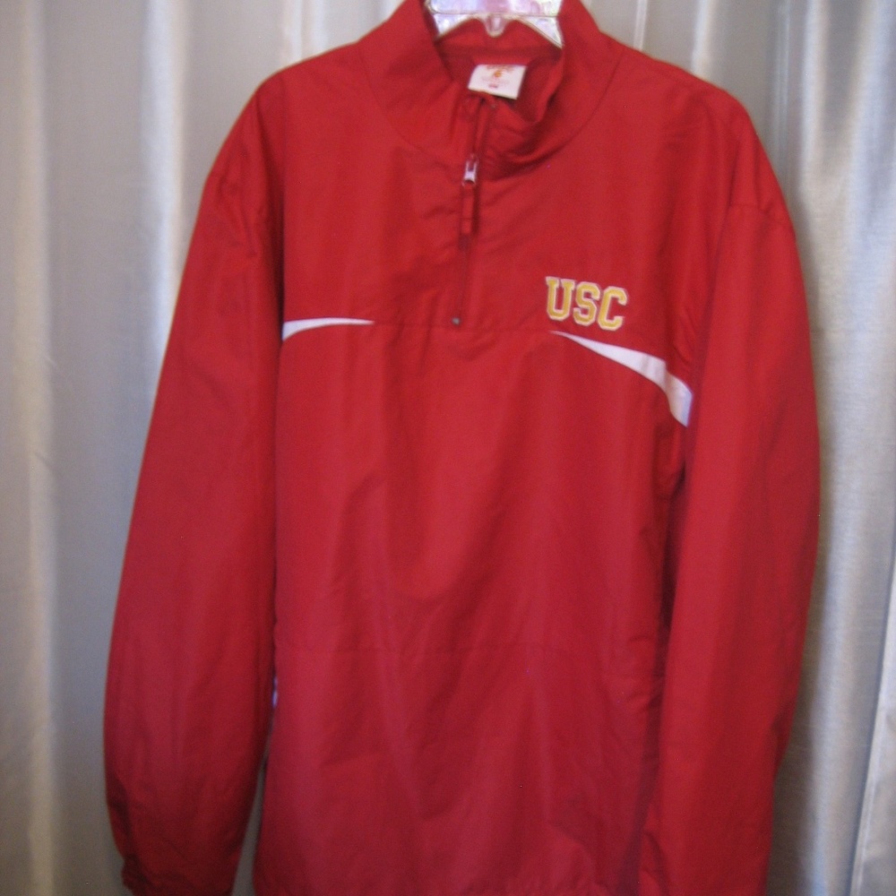 Authentic Apparel USC Trojans Half Zipper Long Sleeve Pull Over Jacket Sz XL